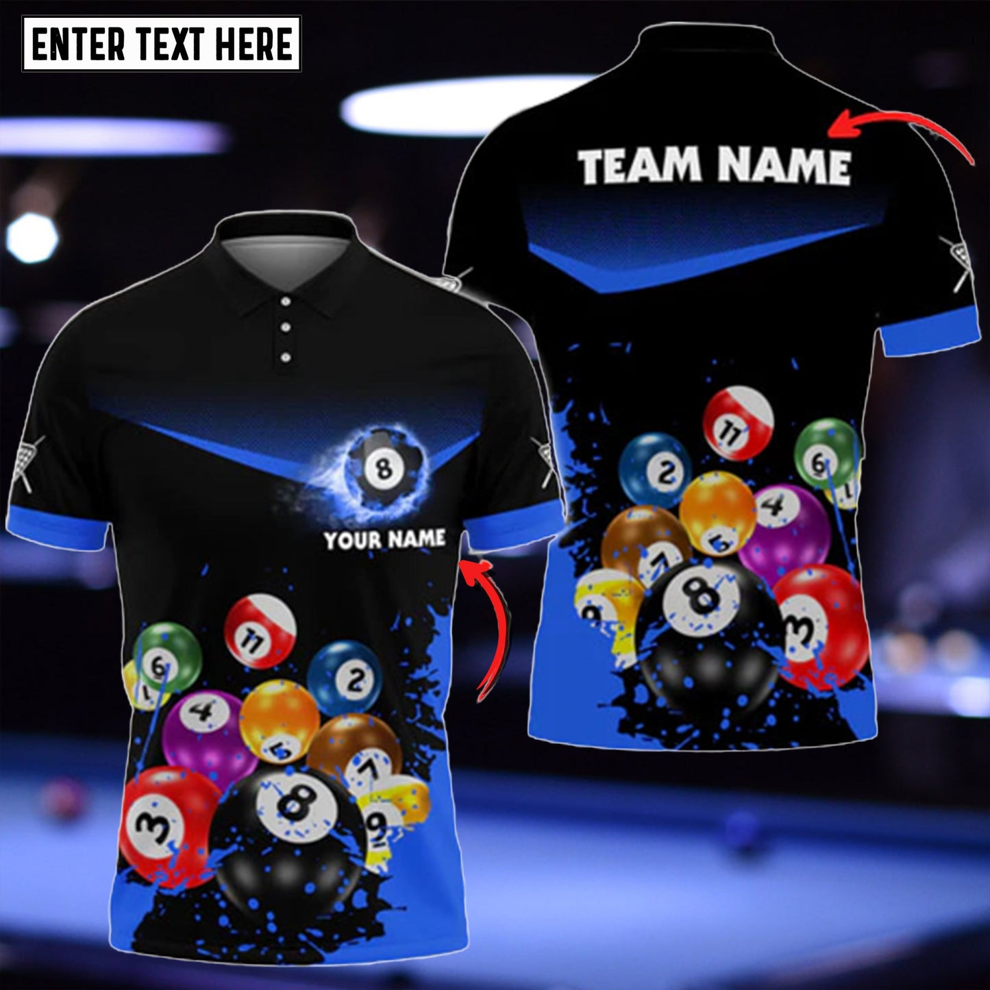 Lasfour Billiards 8 Ball Abstract Grunge Texture Personalized Name 3D Shirt BIA0558