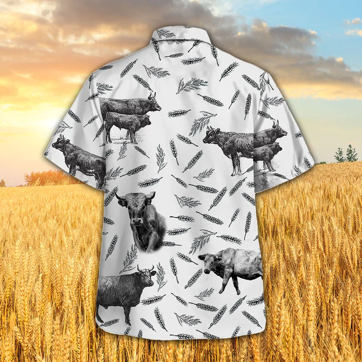 Charolais Pattern Hawaiian Shirt, Cow Aloha Shirts, Gift for cow lovers HO2339