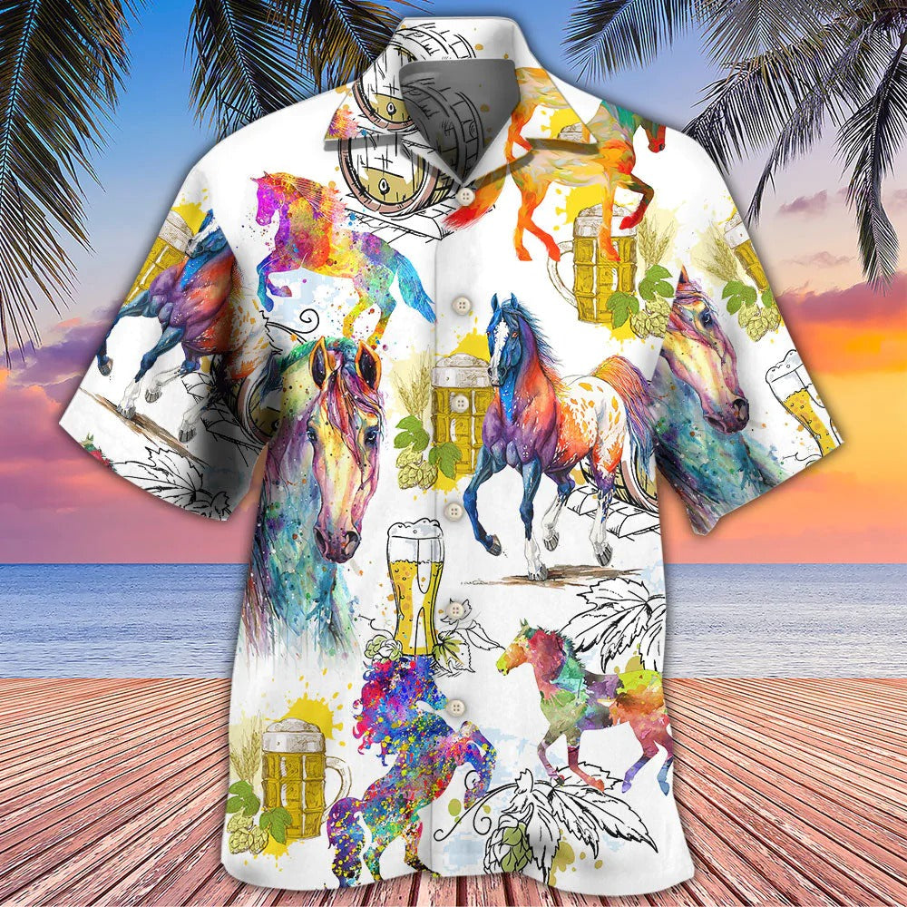 Horse I Like Horse And Beer Hawaiian Shirt Men Women HO5334