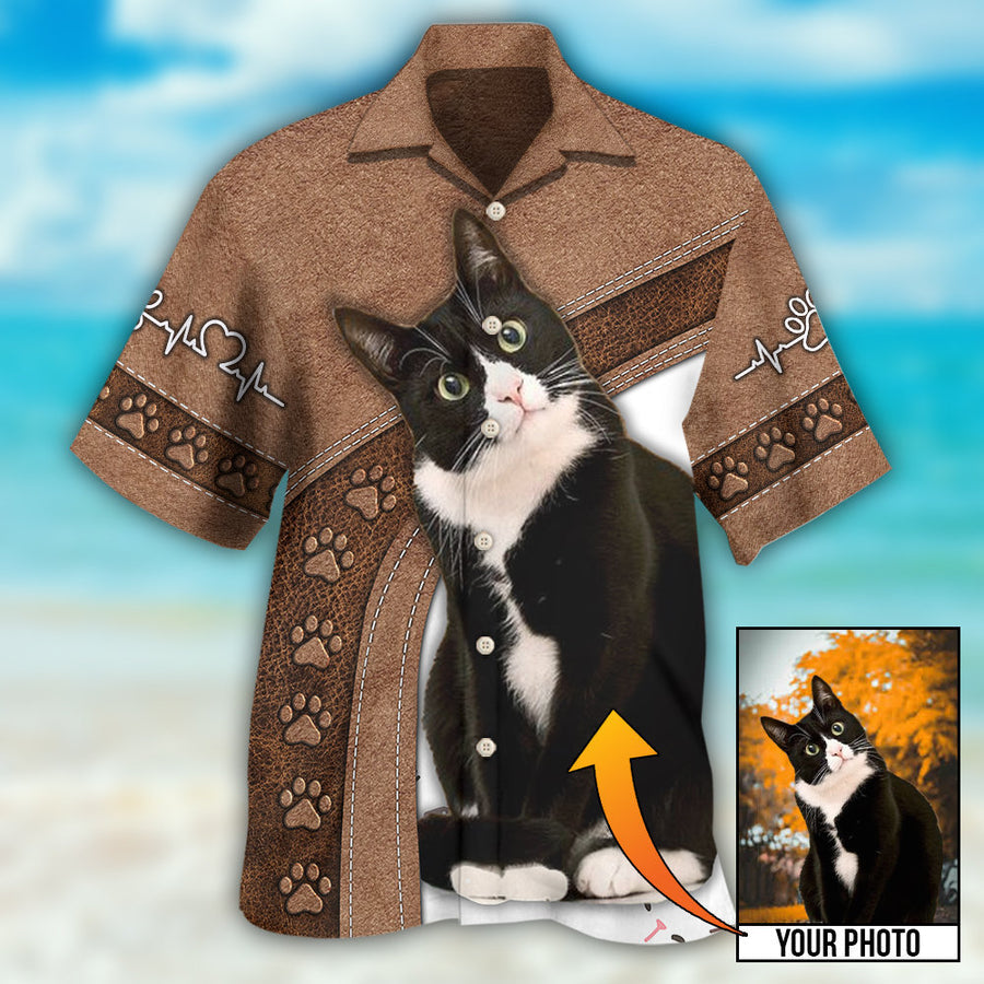 Black Cat Is My Best Friend Custom Photo - Hawaiian Shirt, Idea Gift for Cat Lover Hawaiian Photo Shirt HO4243