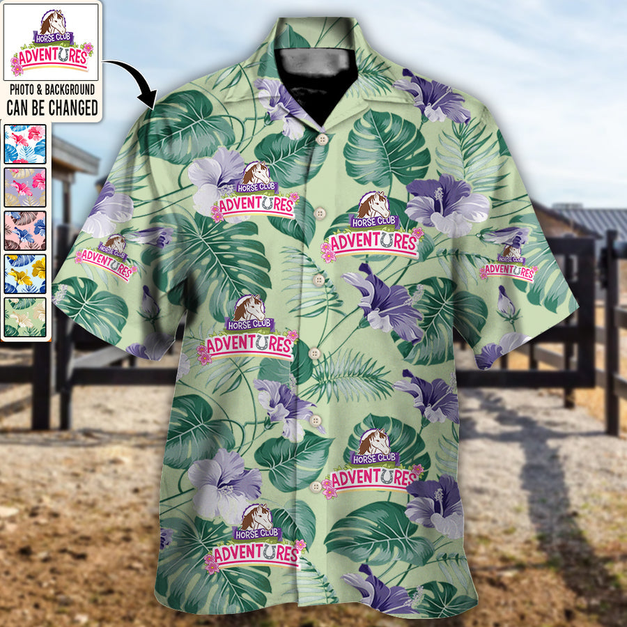 Horse Club You Want Tropical Style Custom Photo - Hawaiian Shirt - Personalized Photo Gifts, Shirt for Horse Club HO4274