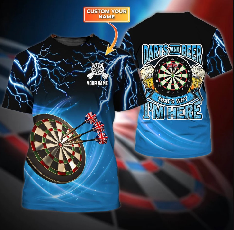 Lasfour Dart Personalized 3D All Over Printed Dart And Beer Thunder Shirt DMA0438