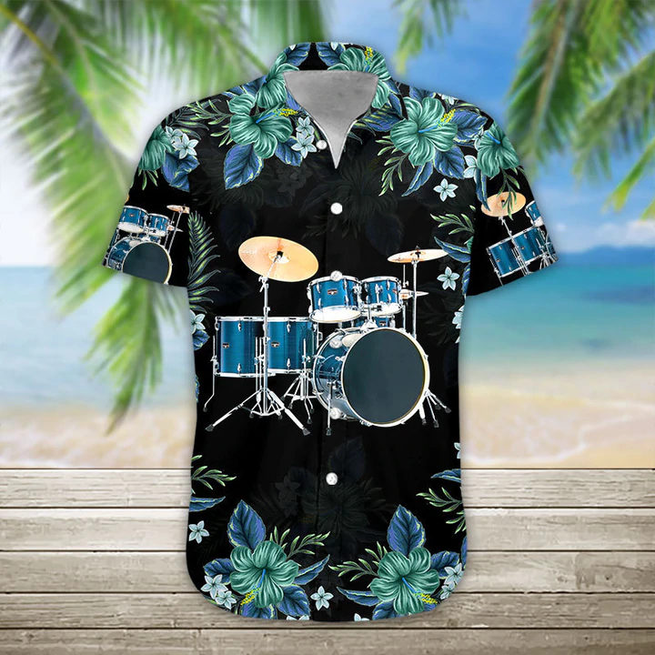 3D Acoustic Guitar Hawaii Shirt, Guitar Hawaiian Shirts Casual Short Sleeve Guitar Shirt Men HO1147