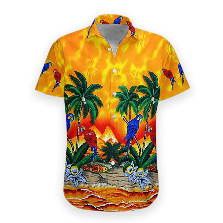 3D Parrot Hawaii Shirt, Men's Hawaiian Shirt Casual Button Down Shirts, Short Sleeve Hawaiian Shirts for Men HO1103