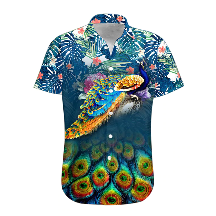 3D Peacock Hawaii Shirt, Hawaiian Shirts for Men and women Short Sleeve Aloha Beach Shirt HO1077