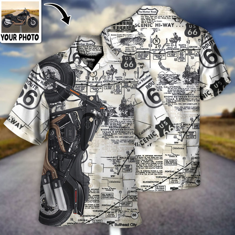 Motorcycle Biker Happy Ride No Road Is To Long Custom Photo - Hawaiian Shirt Lasfour HO4258