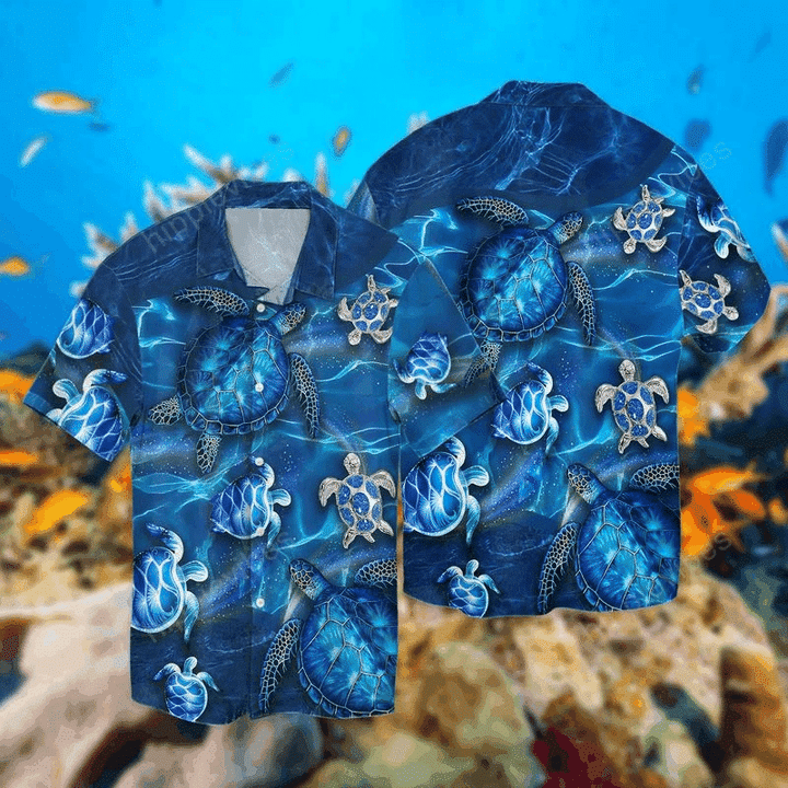 3d Turtles Blue Hawaiian Shirt, Gift For Turtle Lovers HO2107