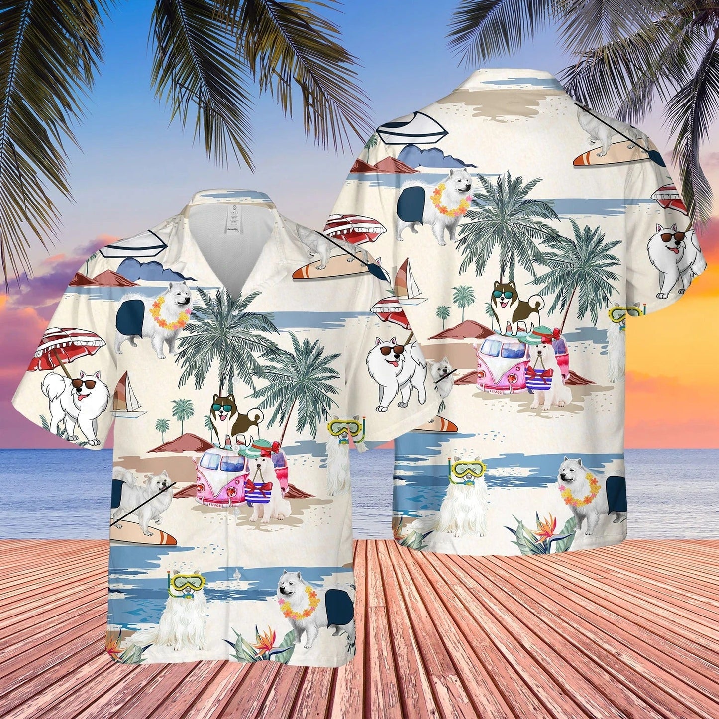Canadian Eskimo Dog Summer Beach Hawaiian Shirt, Short Sleeve Dog Aloha Beach Shirt For Men And Woman HO4902