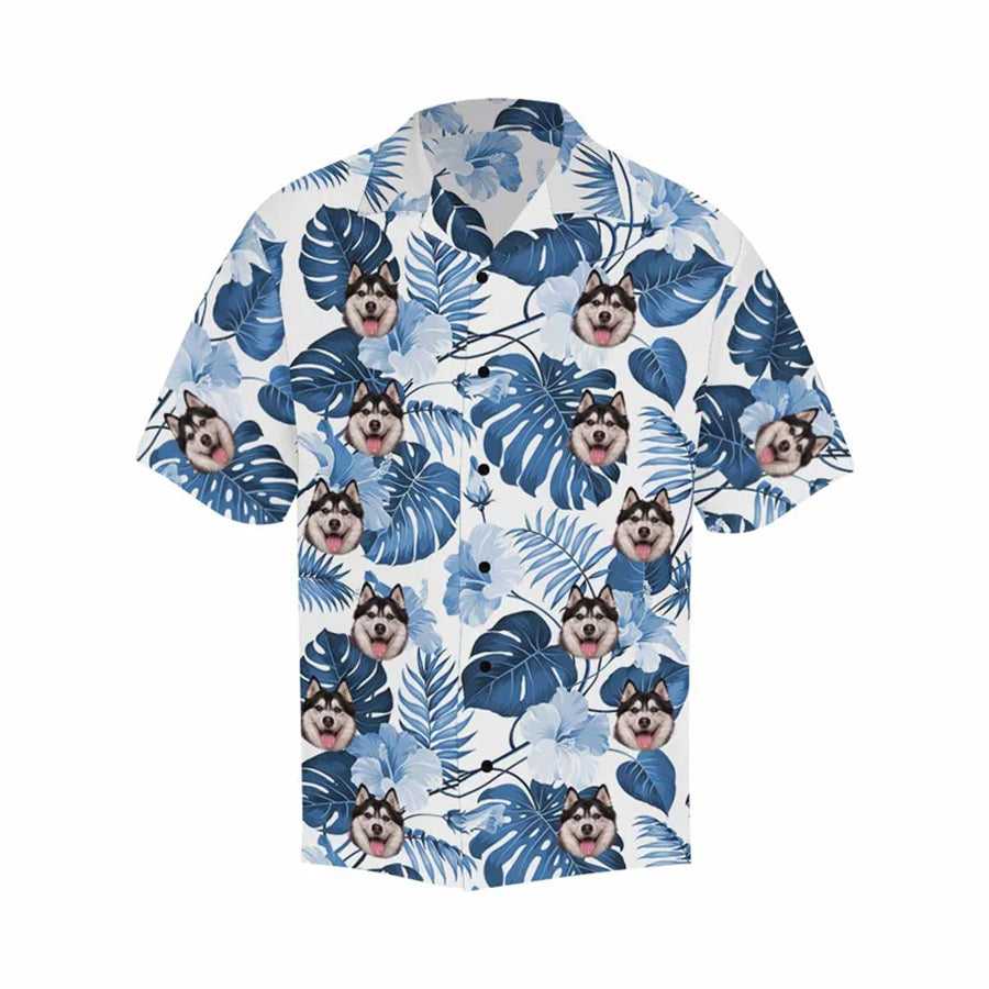 Personalized Dog Face Shirt, Personalized Hawaiian Shirt for Men, floral Aloha shirt men HO2703