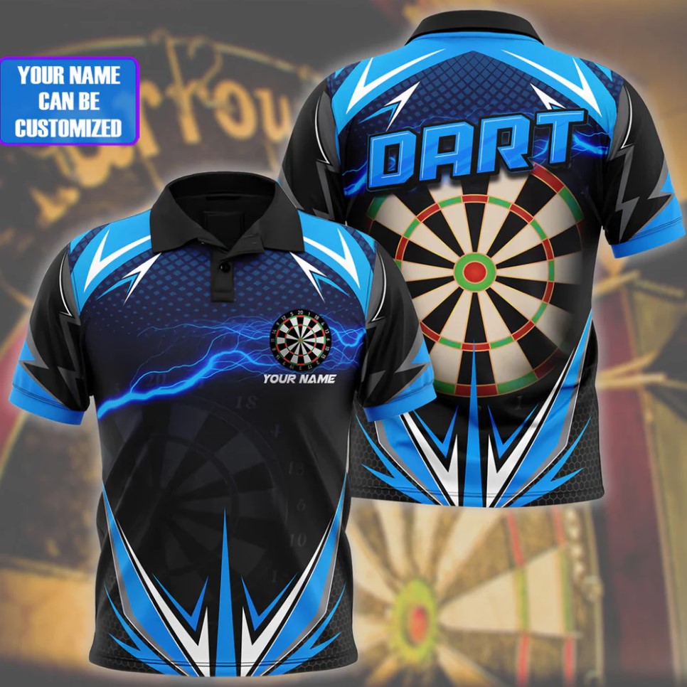 Lasfour Dart Personalized 3D All Over Printed Blue Lightning Shirt DMA0415