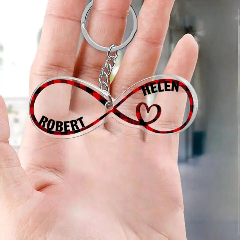 Custom Personalized Couple Heart Acrylic Keychain - Gift Idea For Couple KO0030