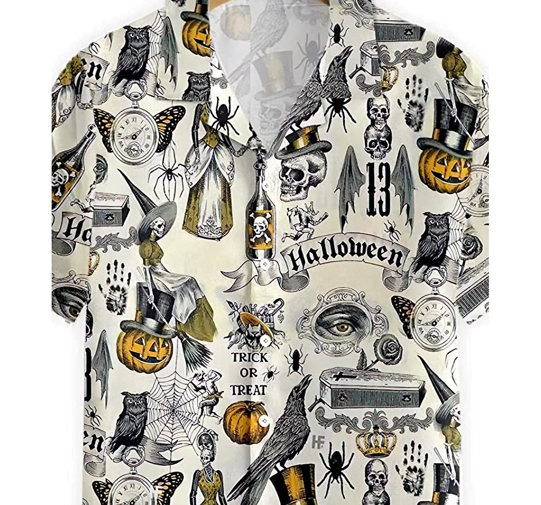 Trickery Halloween Summer Clothes Hawaiian Shirt, Button Up Aloha Shirt For Men, Women HO0846