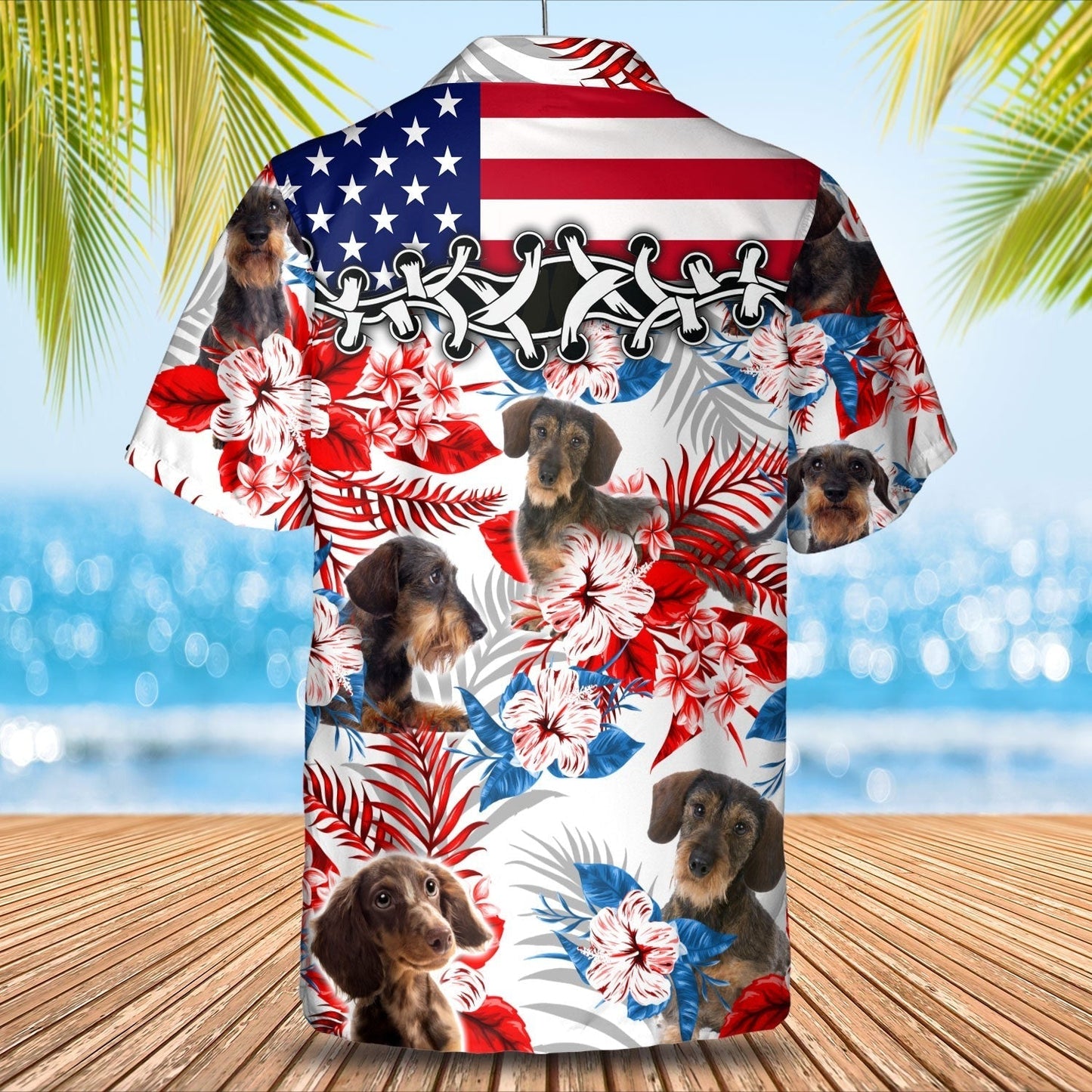 Wirehair Dachshund Hawaiian Shirt, Short Sleeve Dog Full Print Aloha Beach Shirt For Summer HO4923
