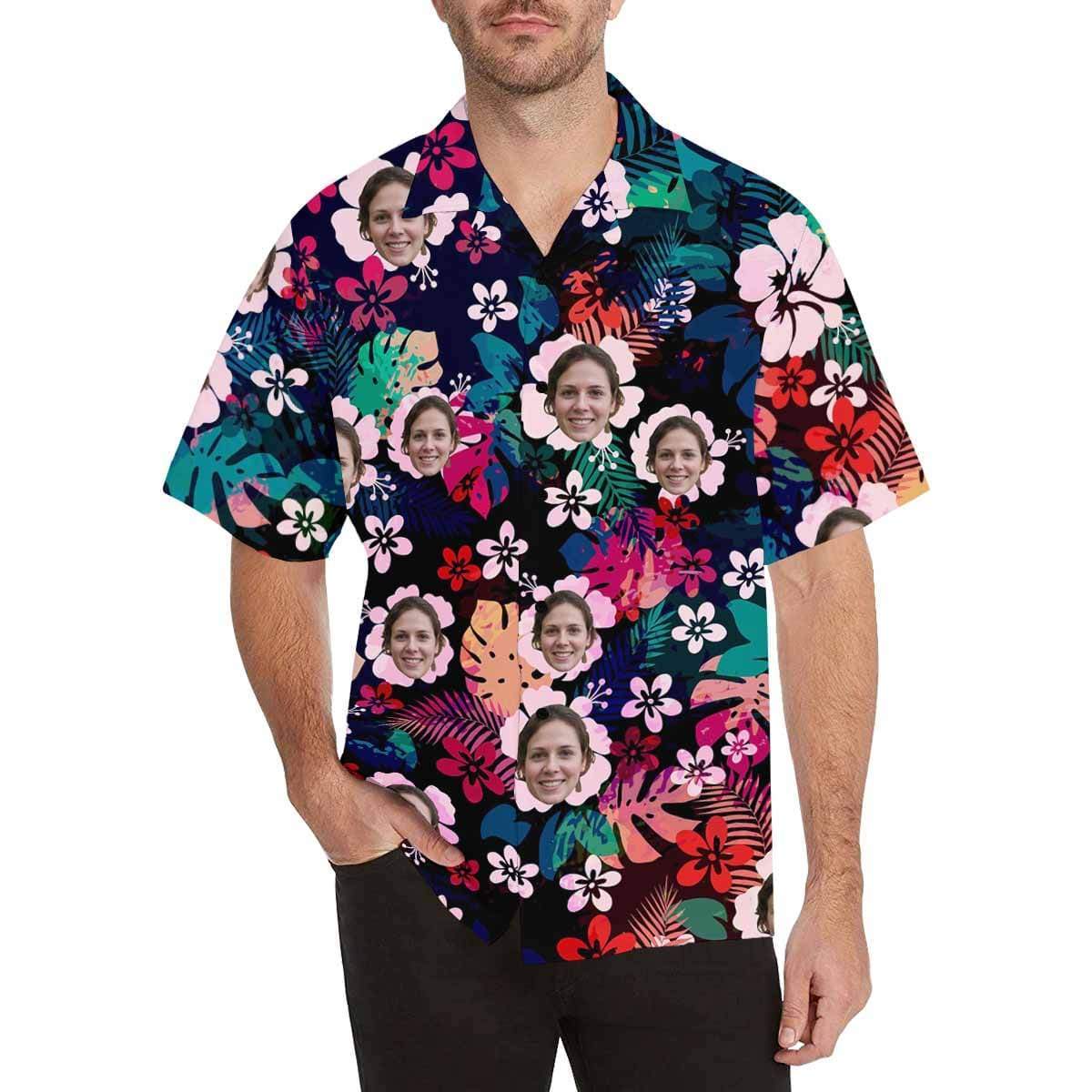 Custom Face Hawaiian Shirt for Boyfriend/Husband Personalized Hawaiian Shirt Photo Tropical Aloha Shirt Birthday Vacation Party Gift HO4349