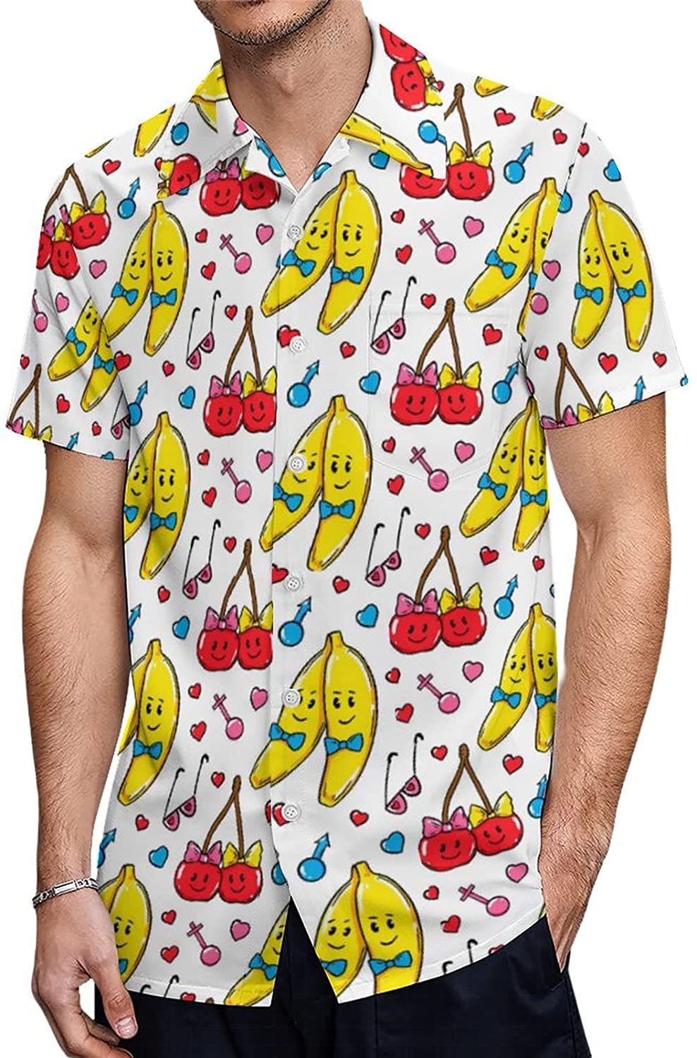 Men's Casual Button Down Short Sleeve Shirt Pride Month Rainbow LGBT Print Summer Hawaiian Shirts Beach Shirts Gift HO4510