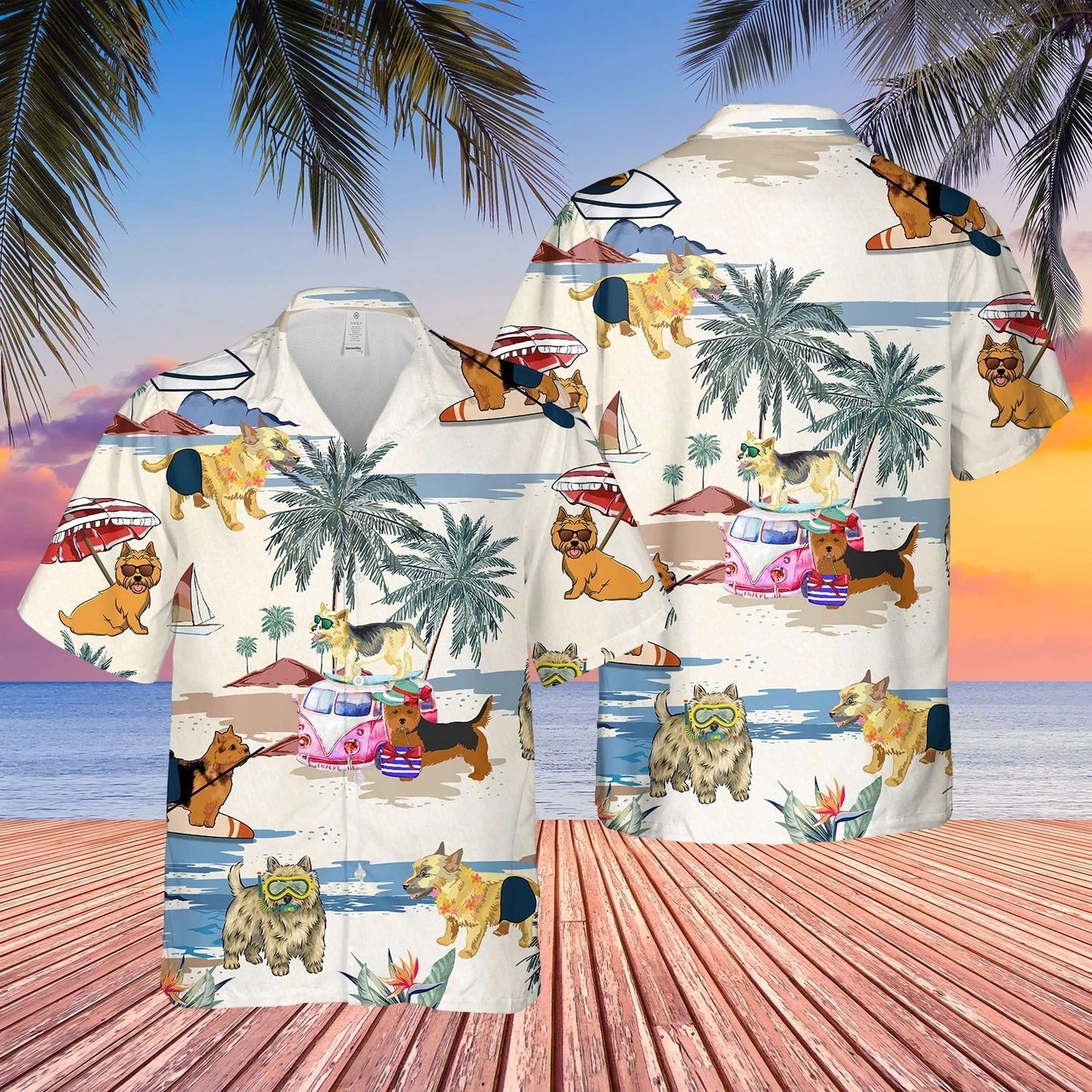 Norwich Terrier Summer Beach Hawaiian Shirt, Short Sleeve Dog Full Print Aloha Beach Shirt For Dog Lovers HO4913