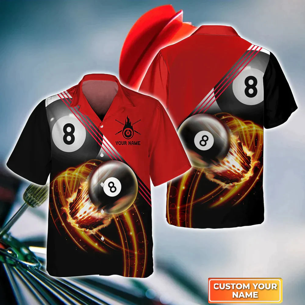 8 Ball Pool Fire Billiard Player Hawaiian shirt, Billiard Sport shirt, Gift For Billiard Players HO4131