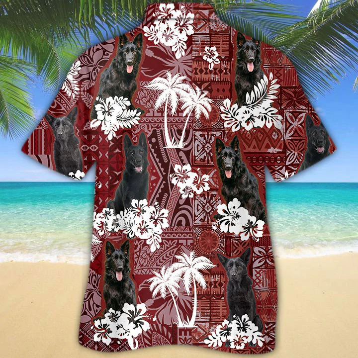 German Shepherd Red Hawaiian Shirt, Gift for Dog Lover Shirts, Animal Summer Shirts HO1251