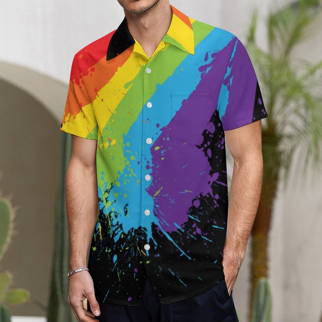 Rainbow Gaymer Lgbt Pride Hawaiian Vintage Shirt Mens Button Down Plus Size Tropical Hawaii Beach Shirts HO0347