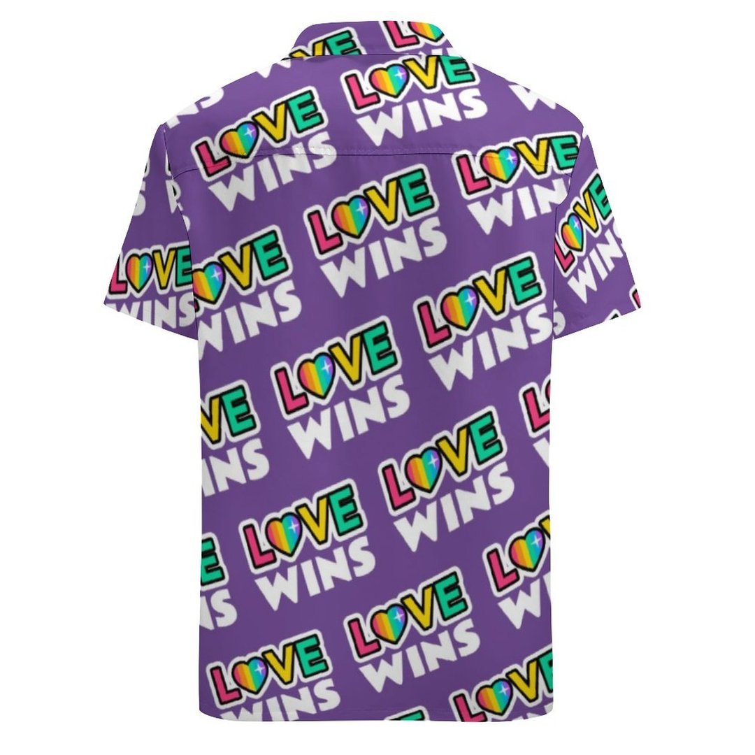 Pride Lgbtq Love Wins Rainbow Purple Hawaiian Vintage Shirt Mens Button Down Plus Size Tropical Hawaii Beach Shirts HO4501