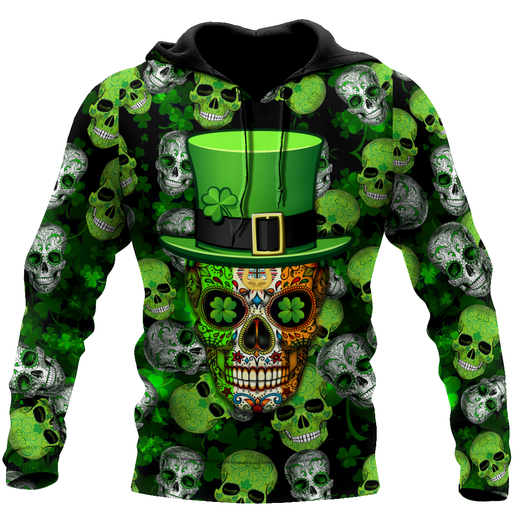 Shamrock Skull Flag Pattern St.Patrick Day All Over Printed Shirt, Happy Saint Patrick's Day For Irish Man PO0275