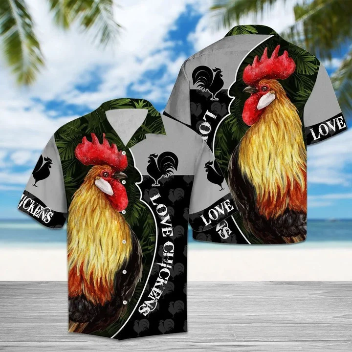 Amazing Asian Chicken Portrait Pattern Hawaiian Shirt HO1408