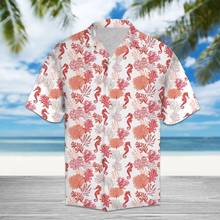 Amazing Seahorse Watercolor Pink Hawaiian Shirt, Short Sleeve Hawaiian Aloha Shirt for men and women HO1833