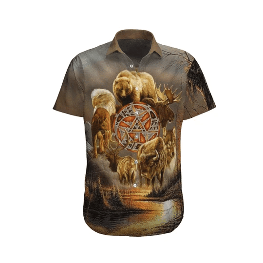 Animal And Native America Watercolor Design Hawaiian Shirt HO2096