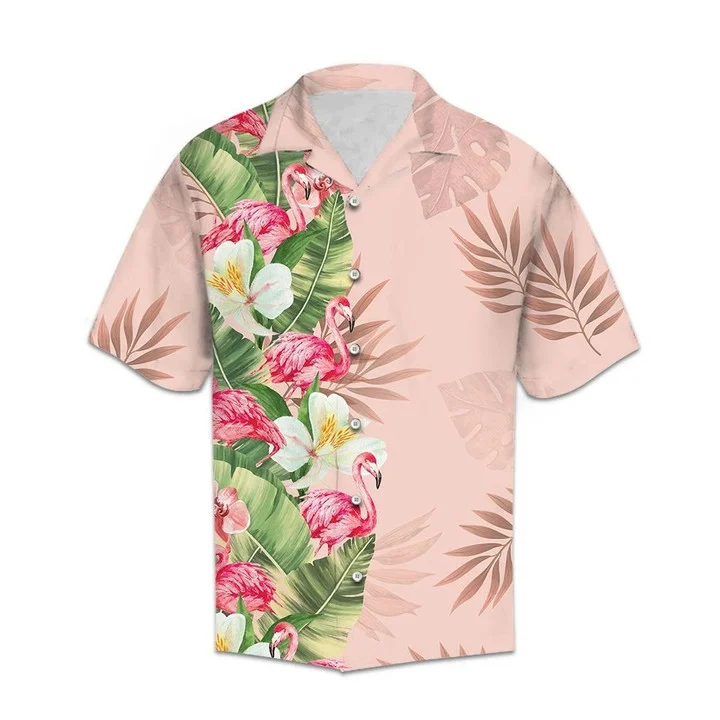 Tropical Flamingo And Banana Leaf Pattern Hawaiian Shirt HO2055