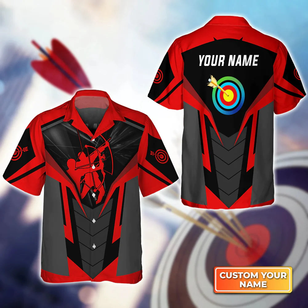 Archery Target Sign Colorful Personalized Name 3D Hawaiian Shirt Gift For Archer HO4147