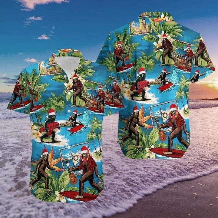 Awesome Christmas Santa Bigfoot Hawaiian Shirt HO1821