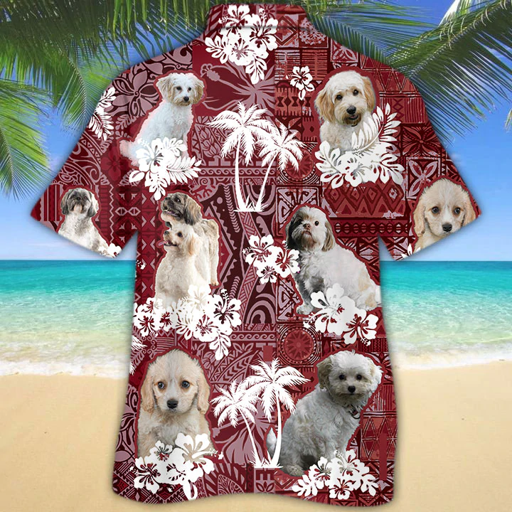 Cavachon Red Hawaiian Shirt, Gift for Dog Lover Shirts, Animal Summer Shirts, Hawaiian Shirt Men HO1289