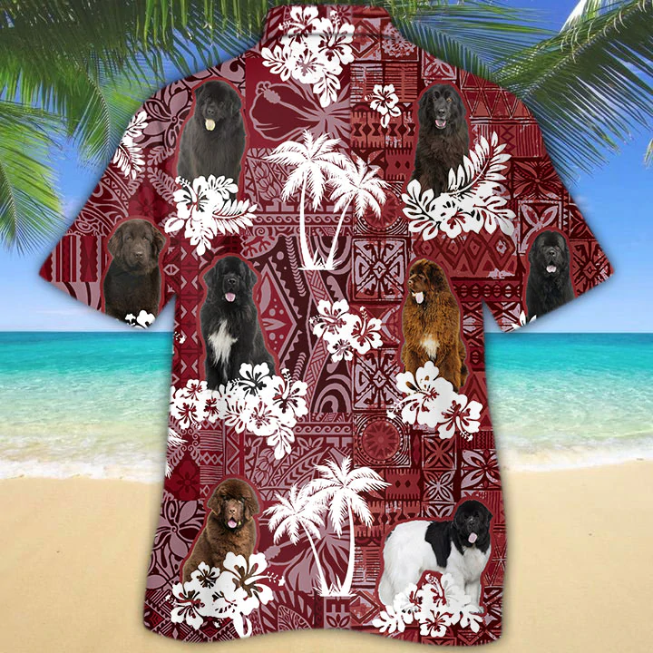 Newfoundland Hawaiian Shirt, Gift for Dog Lover Shirts, Men's Hawaiian shirt, Summer Hawaiian Aloha Shirt HO1213