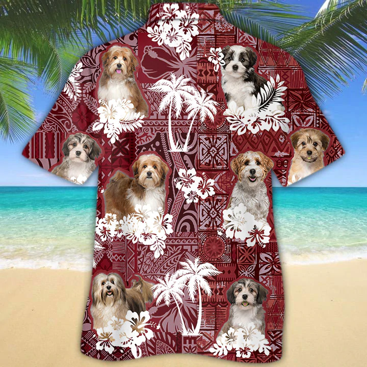 Havanese Red Hawaiian Shirt, Gift for Dog Lover Shirts, Men's Hawaiian shirt, Summer Hawaiian Aloha Shirt HO1232