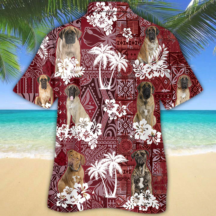 English Mastiff Red Hawaiian Shirt, Gift for Dog Lover Shirts, Animal Summer Shirts HO1259