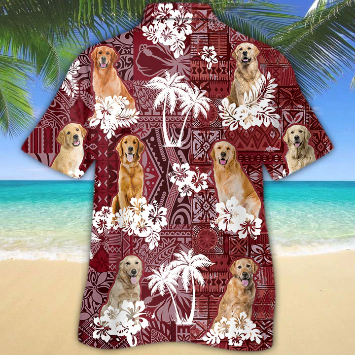 Golden Retriever Hawaiian Shirt, Gift for Dog Lover Shirts, Men's Hawaiian shirt HO1238