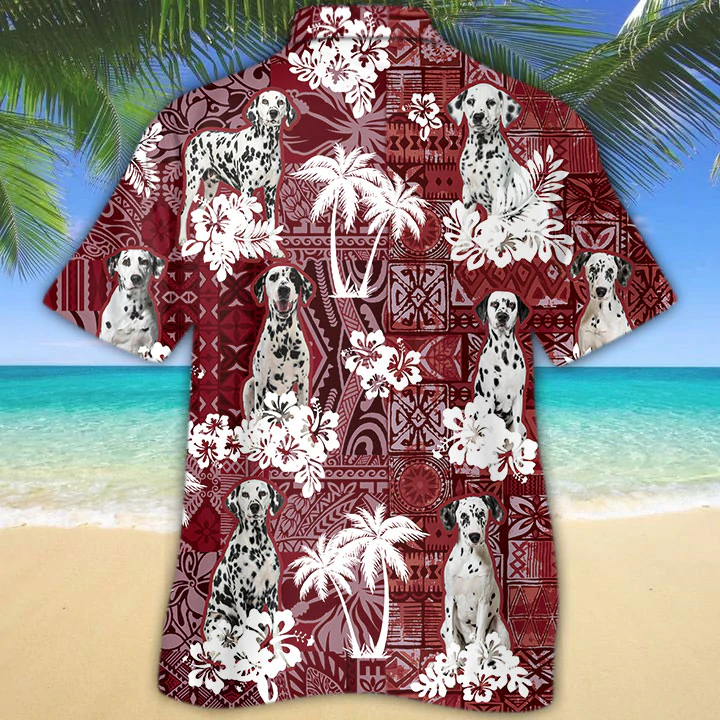 Dalmatian Red Hawaiian Shirt, Gift for Dog Lover Shirts, Animal Summer Shirts, Hawaiian Shirt Men HO0171
