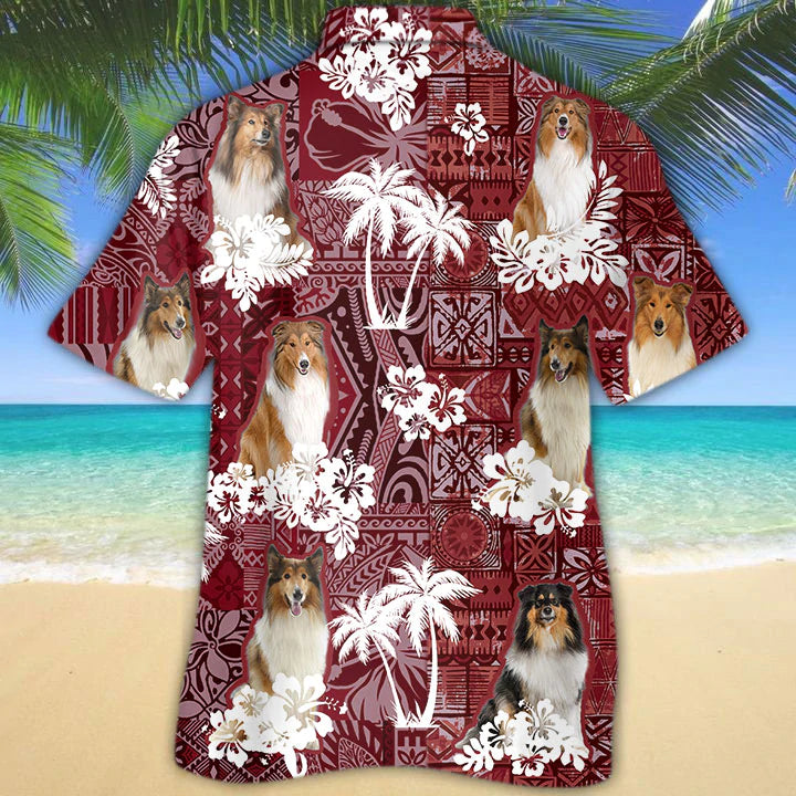 Rough Collie Hawaiian Shirt, Gift for Dog Lover Shirts, Men's Hawaiian shirt, Summer Hawaiian Aloha Shirt HO1203