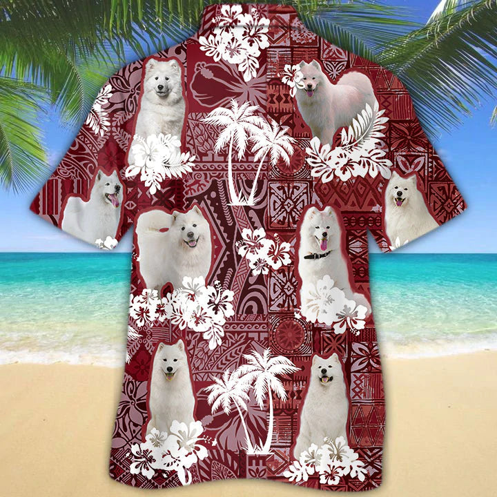 Samoyed Hawaiian Shirt, Gift for Dog Lover Shirts, Men's Hawaiian shirt, Summer Hawaiian Aloha Shirt HO1202