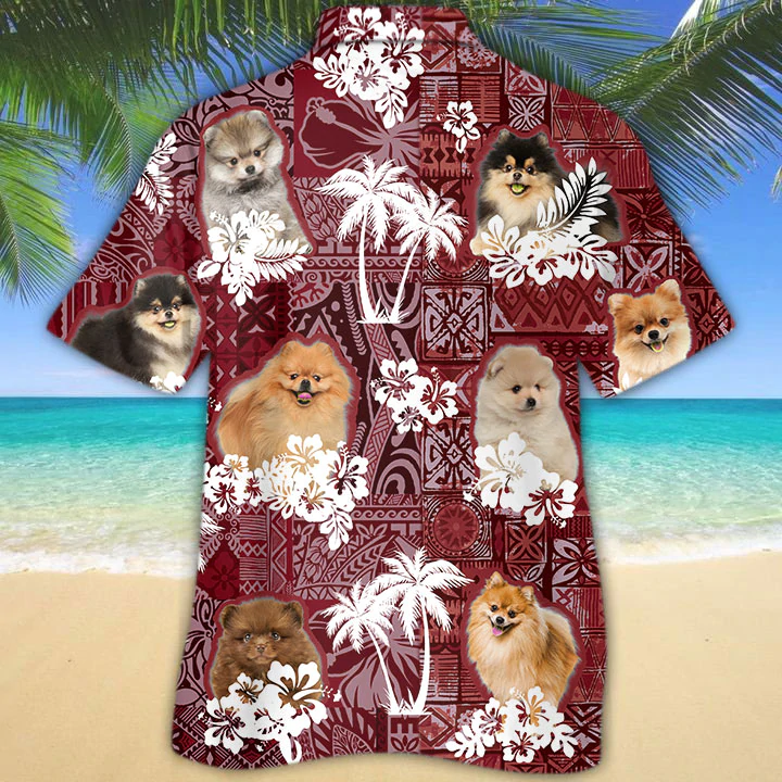 Pomeranian Hawaiian Shirt, Gift for Dog Lover Shirts, Men's Hawaiian shirt, Summer Hawaiian Aloha Shirt HO1205