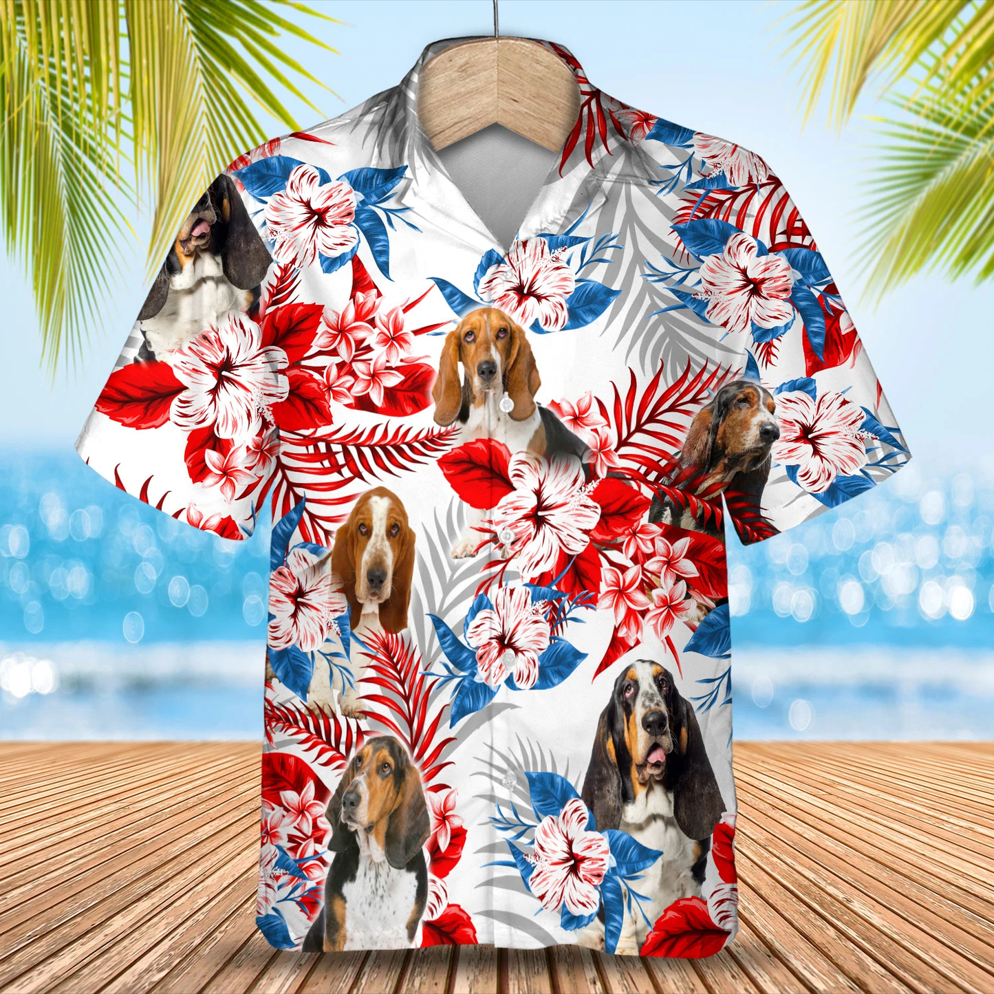 Basset Hound flower Hawaiian Shirt, Summer aloha shirt, Men Hawaiian shirt, Women Hawaiian shirt HO0830