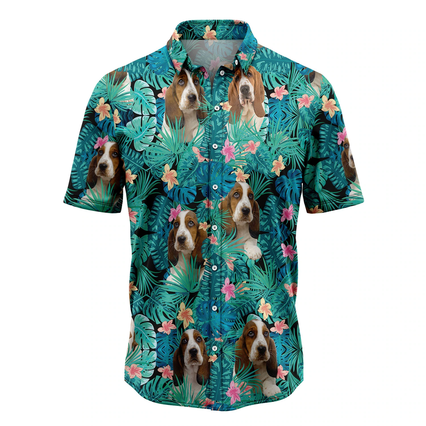 Basset Hound Tropical Hawaiian Shirt, Summer Hawaiian Shirts for Men, Aloha Beach Shirt HO1072
