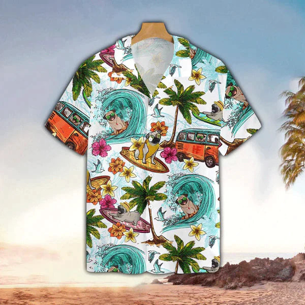 Beach Pugs Hawaiian Hawaii Shirt, Hawaii Shirt Men, Aloha Shirt HO3245