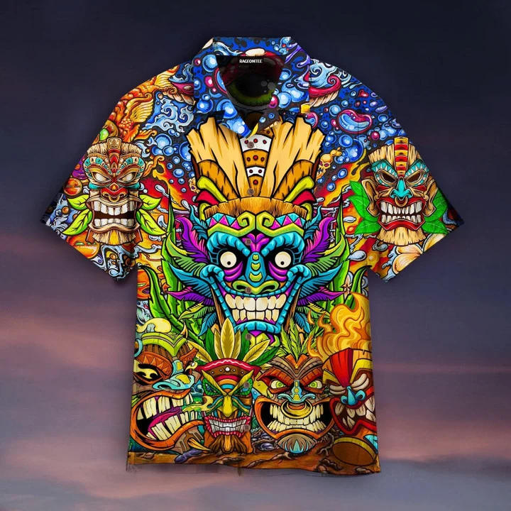 Beach Shirt Aloha Tiki Tiki Awesome Hawaiian Shirt, Hawaiian shirt vintage floral, Hawaiian shirt men, Women HO2709