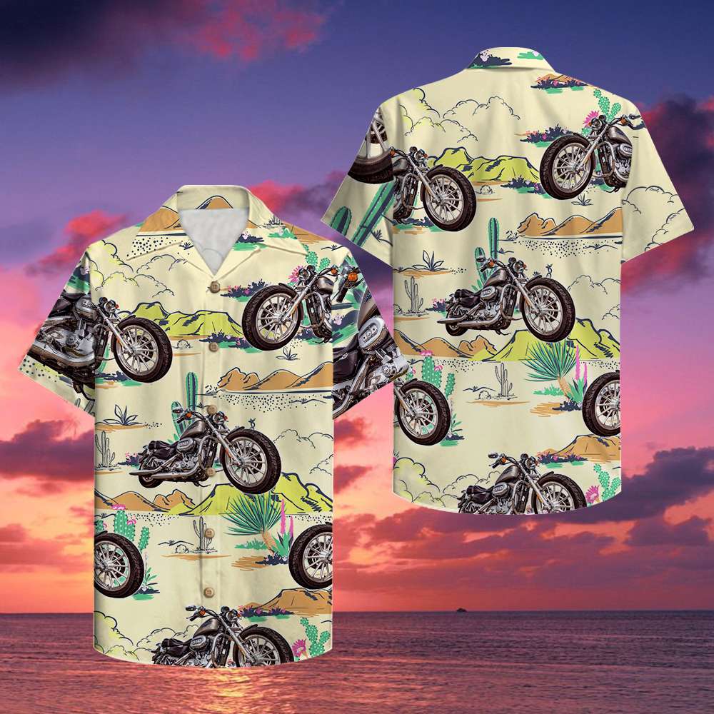 Biker Custom Photo Motorcycle Hawaiian Shirt, Aloha Shirt, Hawaiian Shirt for Men, Gift for Biker HO4288
