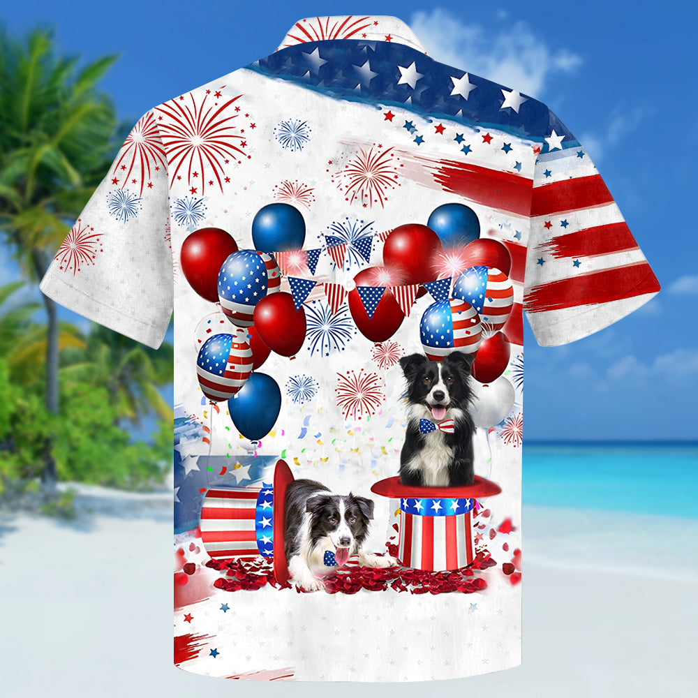 Border Collie Independence Day Hawaiian Shirt, Dog Hawaii Beach Shirt Short Sleeve For 4Th Of July HO3903