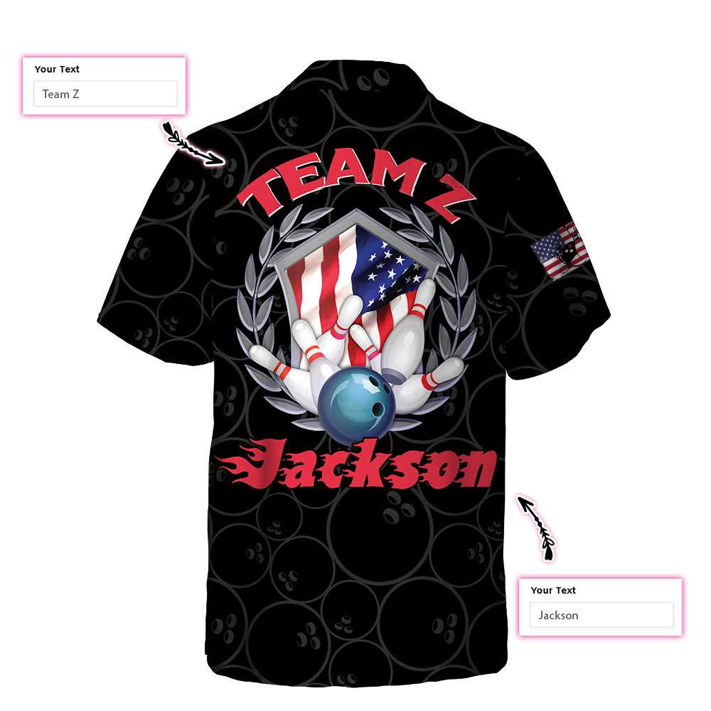 Bowling Team American Flag Custom Hawaiian Shirt, Personalized Bowling Shirt For Men & Women, Uniform Bowling Team Shirt HO0011