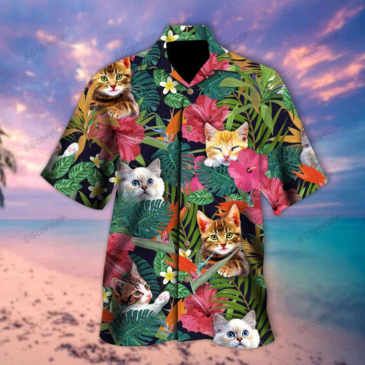 Cats Hawaii Shirt, Summer aloha shirt, Gift for summer HO0783