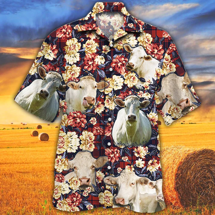 Cow Hawaiian shirt, Charolais Hawaiian Shirt, Summer Hawaiian shirt, A –  Lasfour