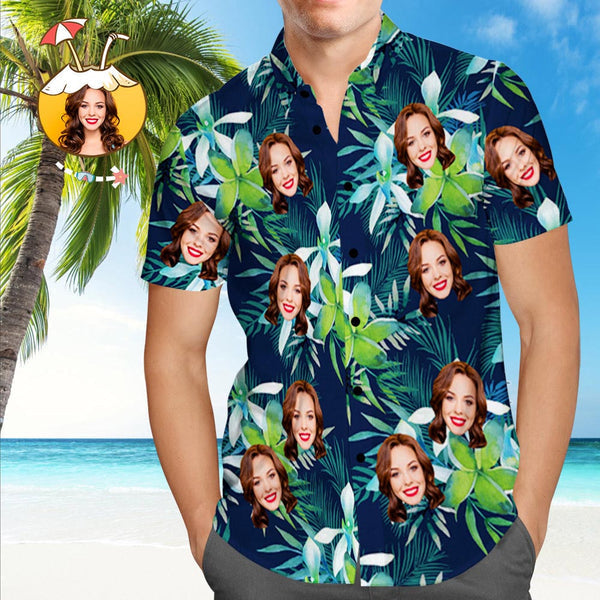 Custom Hawaiian Shirt with Face Custom Dog Face Tropical Shirts Leaves, Gift for Dog Lovers HO4360